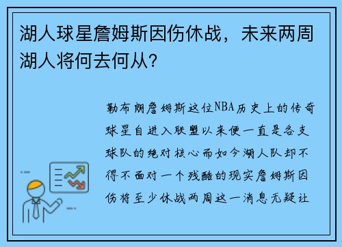 湖人球星詹姆斯因伤休战，未来两周湖人将何去何从？